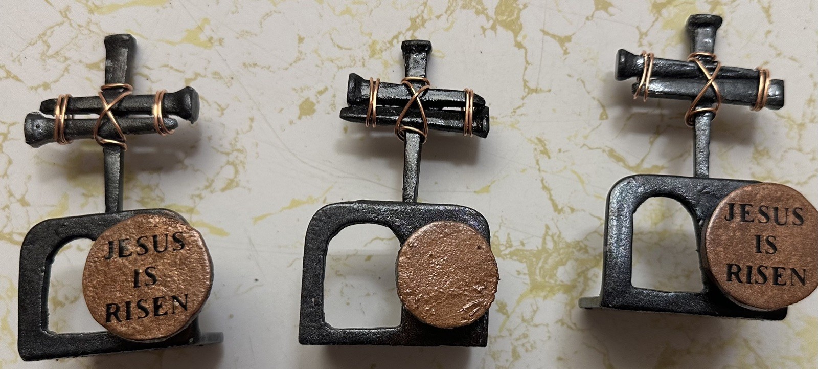 empty tomb and 3 nails cross tabletop symbol of our Lords resurrection 4
