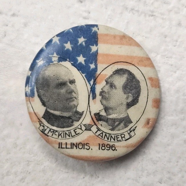 McKinley & Roosevelt Vintage Illinois 1896 Political Campaign Pinback Button