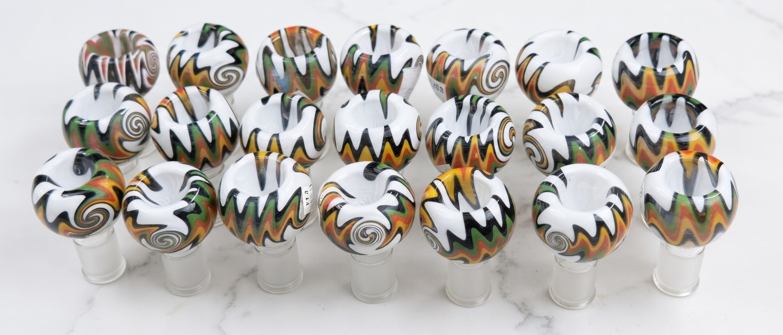 20x Glass Bowl 14mm Female Joint - Colorful Swirl Pattern - Wholesale Lot