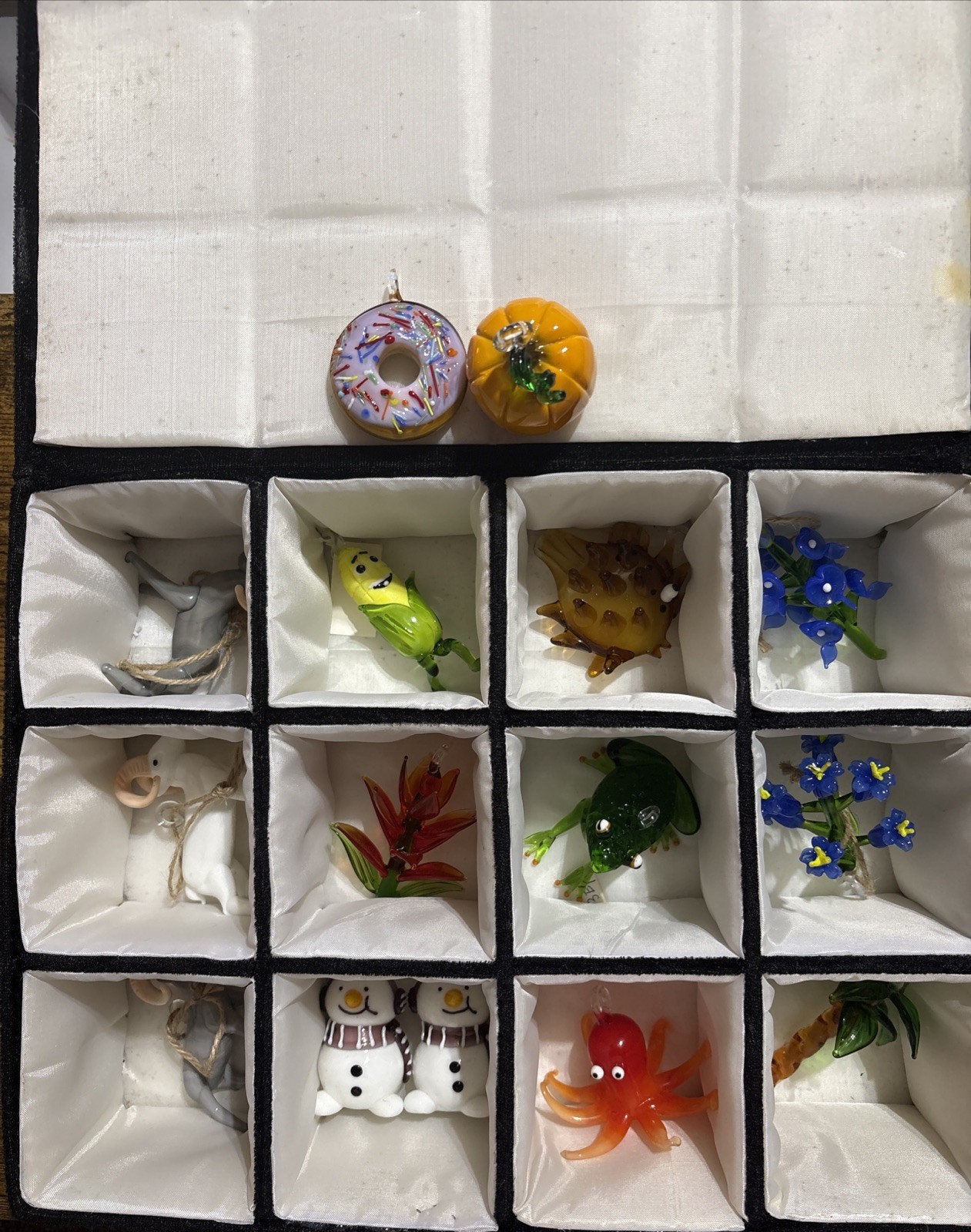 Large Lot 15 Blown Glass Figurines Sculpture Sun Catchers Ornaments & Case