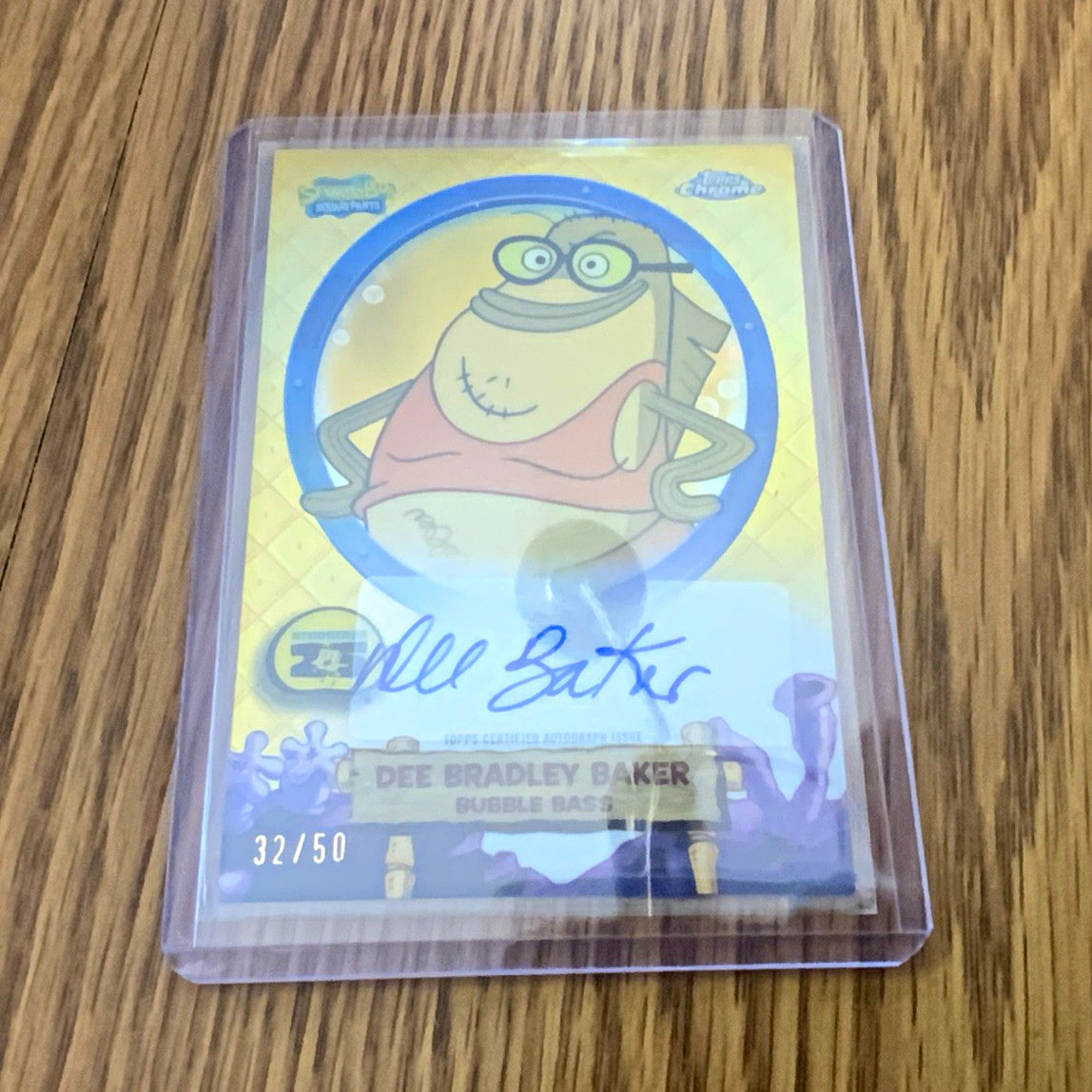 Topps 2025 SpongeBob Chrome Dee Bradley Baker Auto Bubble Bass SA-BB 32/50