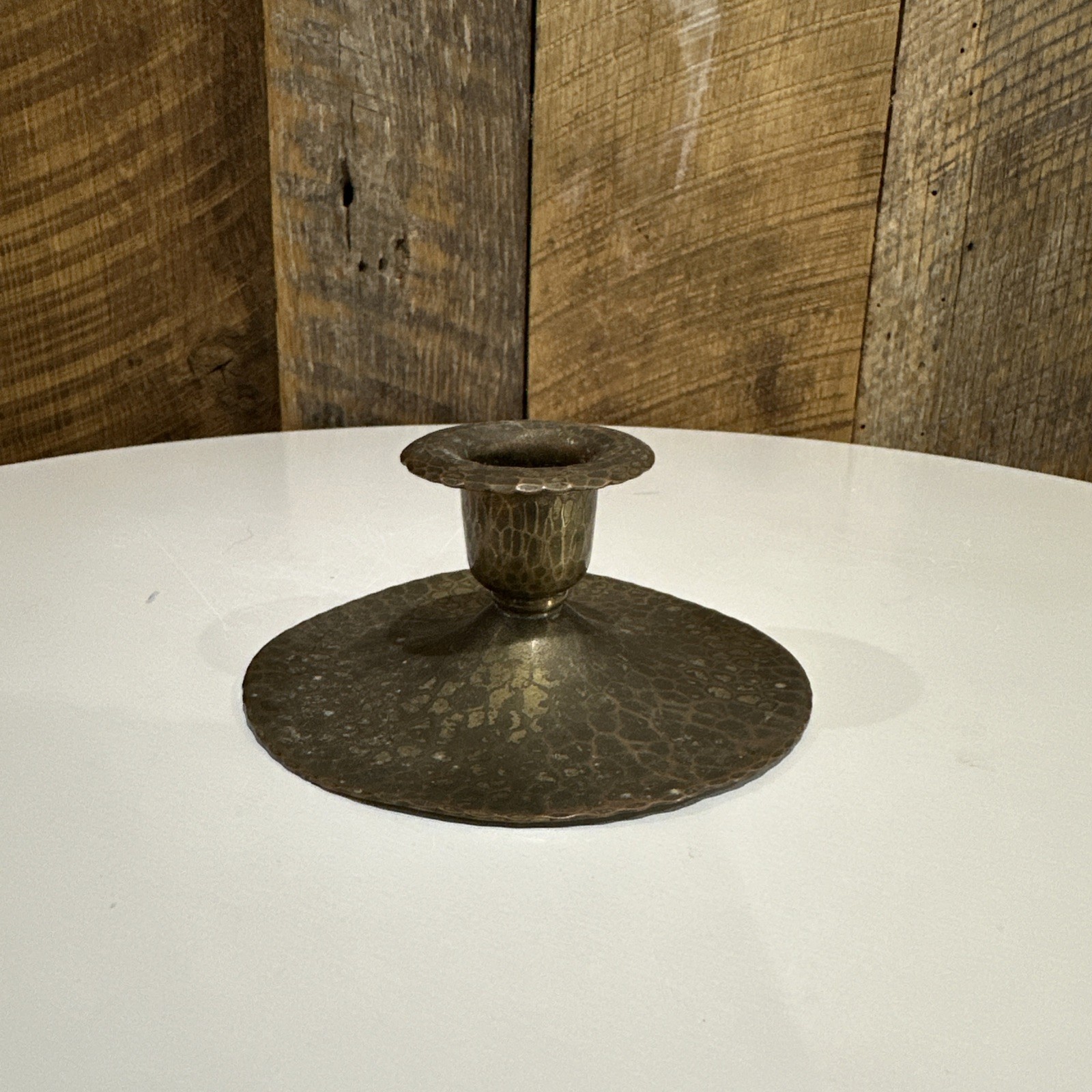 RARE Roycroft Arts & Crafts Hammered Copper Candlestick Holder 1890s-1910s