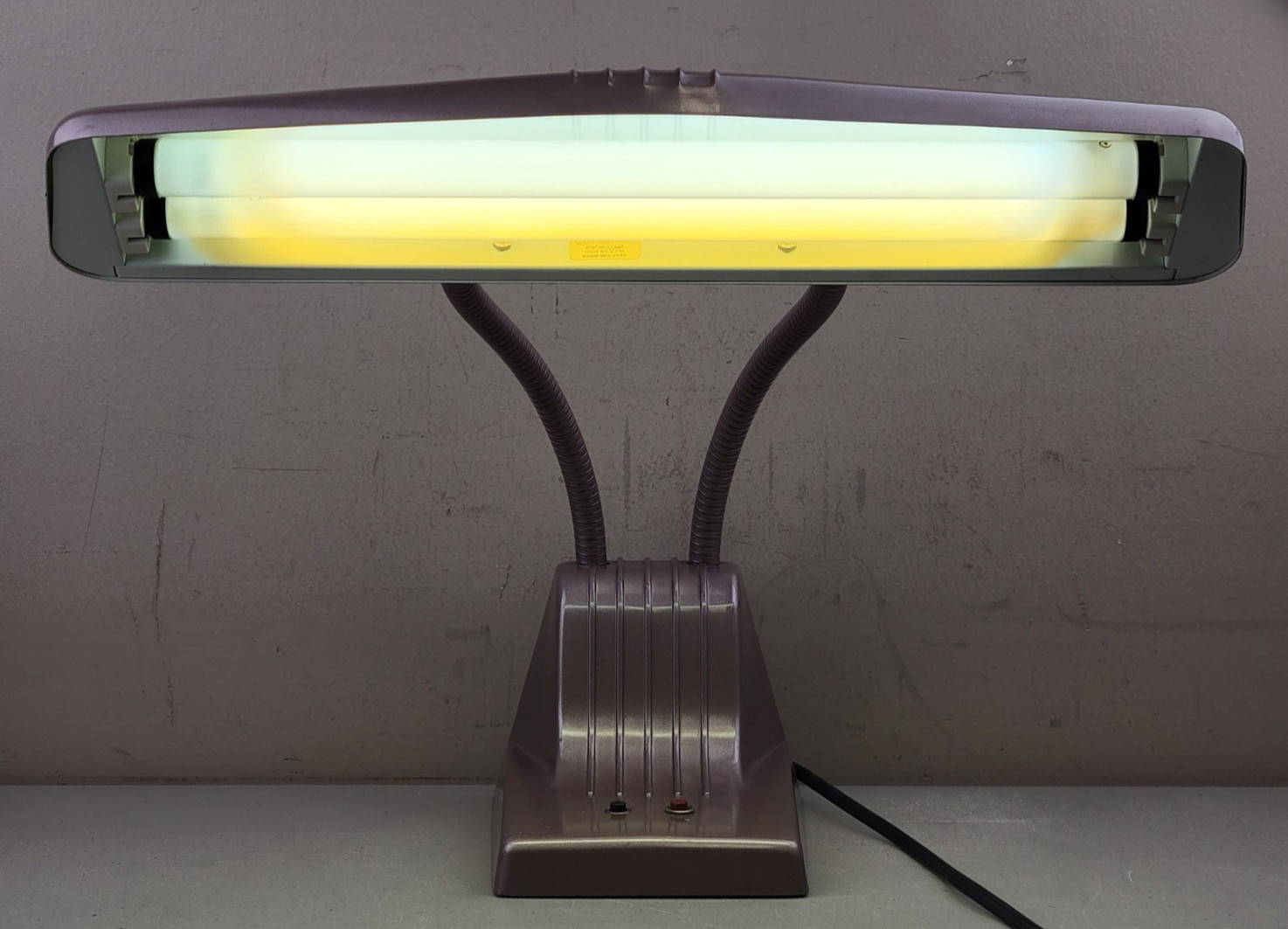 Vintage MCM Dazor Model 1000 Double Gooseneck Industrial Desk Lamp - WORKS