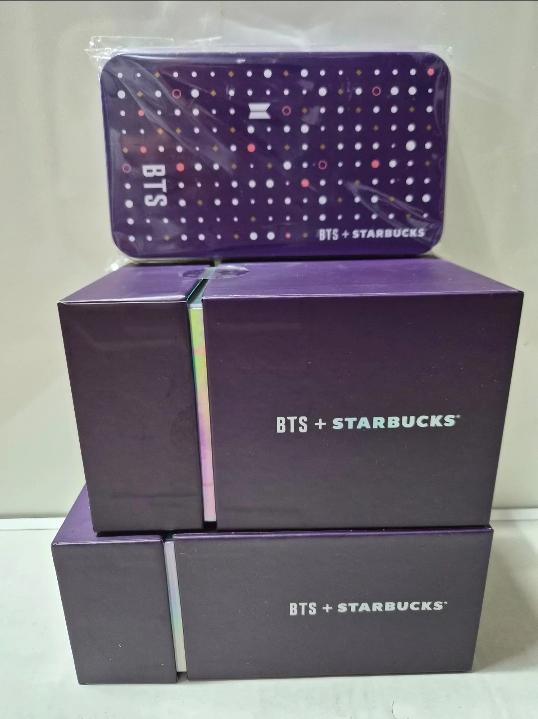 BTS x Starbucks Korea 2020 2 Glass + Purple Tassel Keychain Set