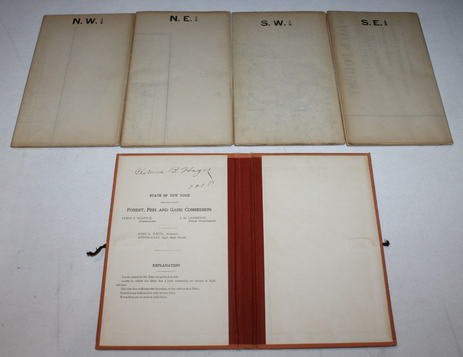 Rare 1909 (4) Part Map of The Adirondack Forest by Matthews-Northrup Buffalo NY