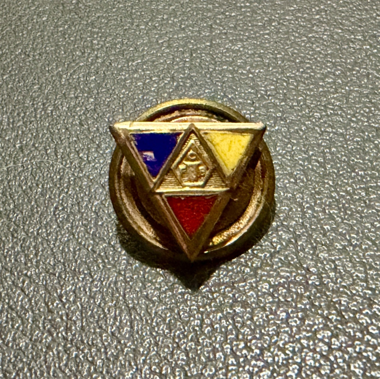 Vintage Knights of Pythias FCB Lapel Pin Blue Yellow Red Enamel Screw Back