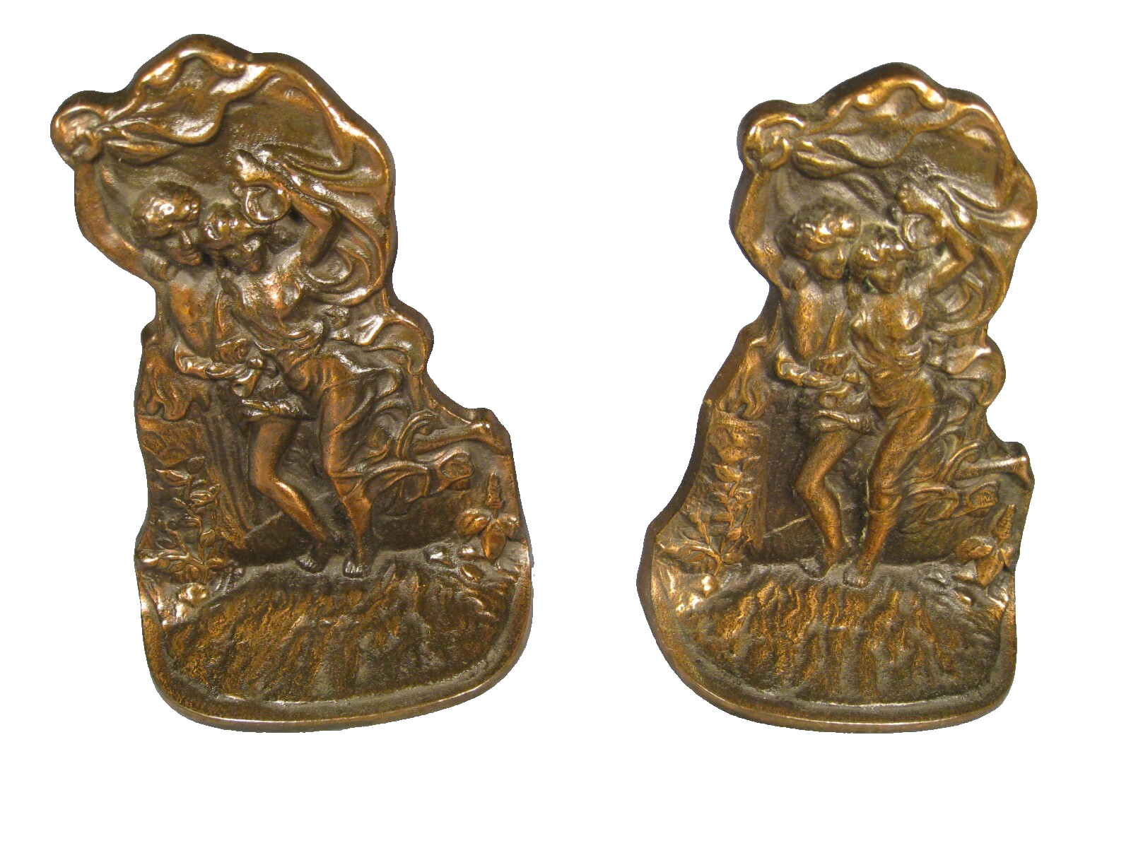 Vintage Temptress w/ Lover Bronz-Met 1927 Gifthouse NYC Bookends Cast Iron