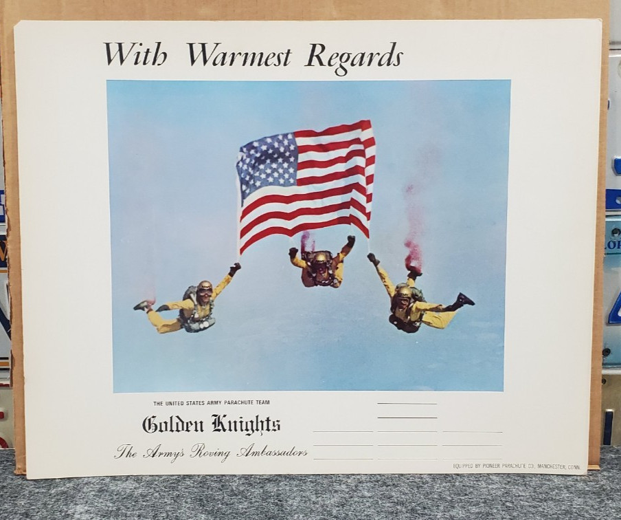 Vintage 1970\'s Golden Knights US Army Parachute Team Heavy stock Poster 16x20