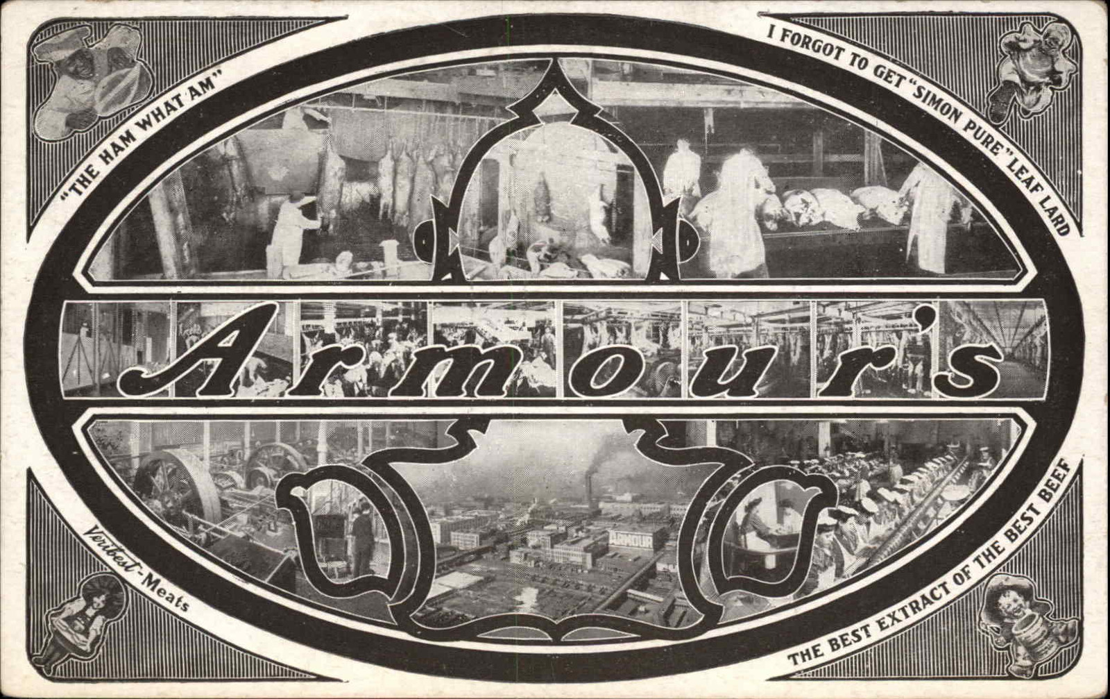 Armour's Meatpacking Factory Workers Occupation c1930s-40s Vintage Postcard