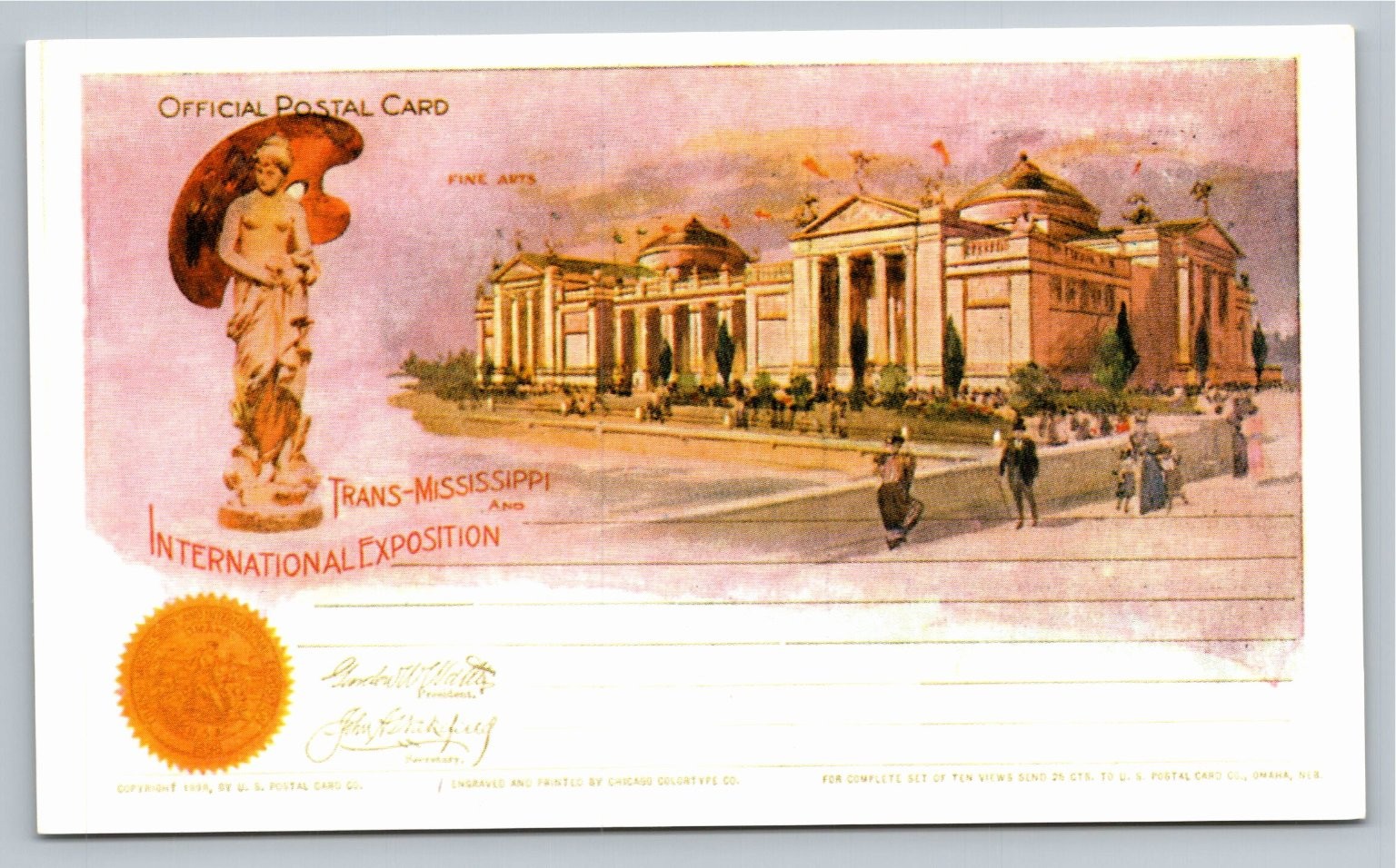 1899 Trans-Mississippi Exposition Omaha Fine Arts Chicago Colortype Postcard