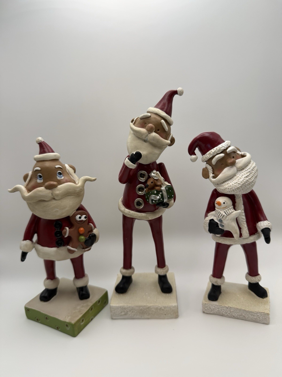 Set of 3 Santa Claus  Snowman Gingerbread Puppy Dept 56 Figurine Figure Xmas NEW