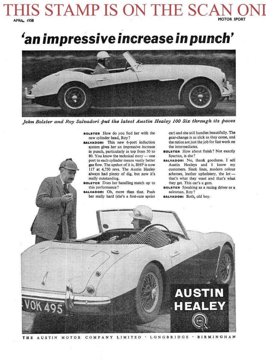 AUSTIN HEALEY \'100-Six\' Sports Car ADVERT: Original Vintage 1958 Print Ad 704/70