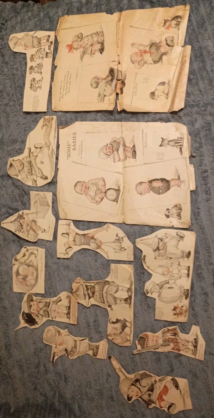 Vintage WWI Ephemera Lot 1910s - 13pc C.H. Twelvetrees 'Some Babies' & Military 