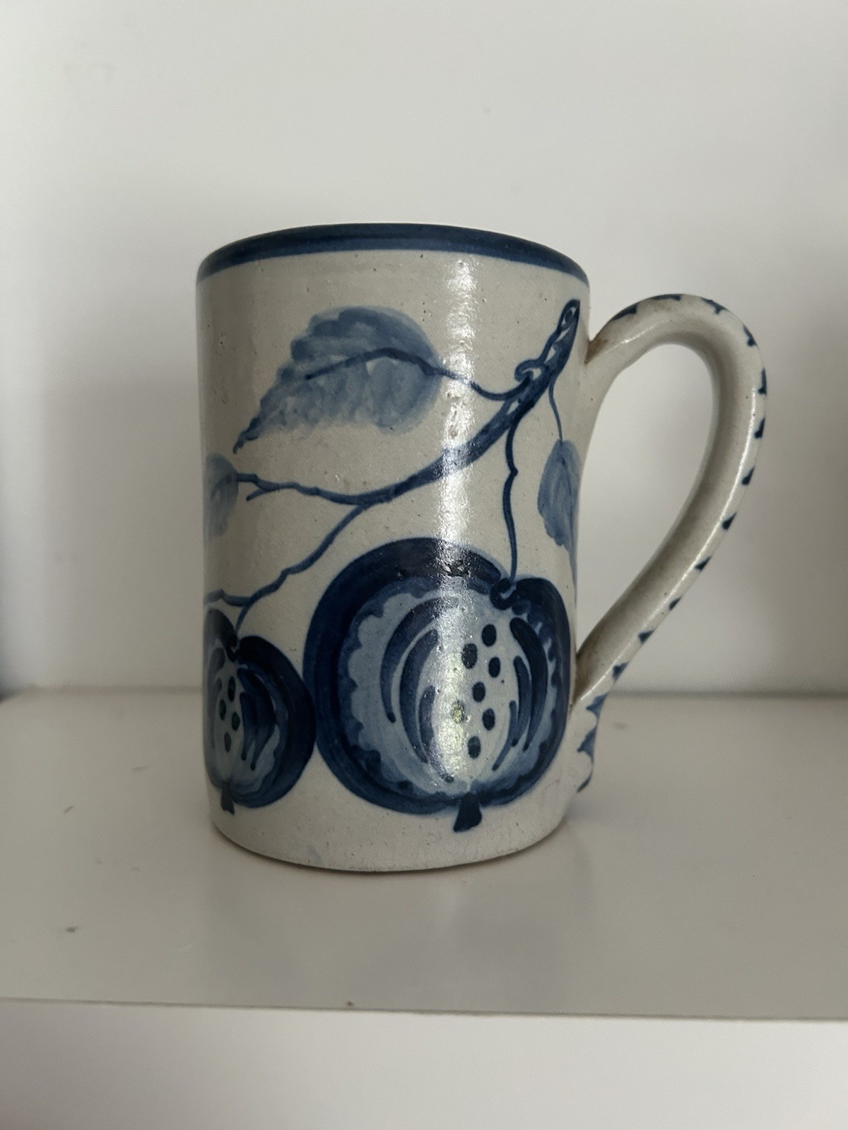 Antique Dorchester Pottery Works Apple Stoneware Mug Signed Knesseth Densison