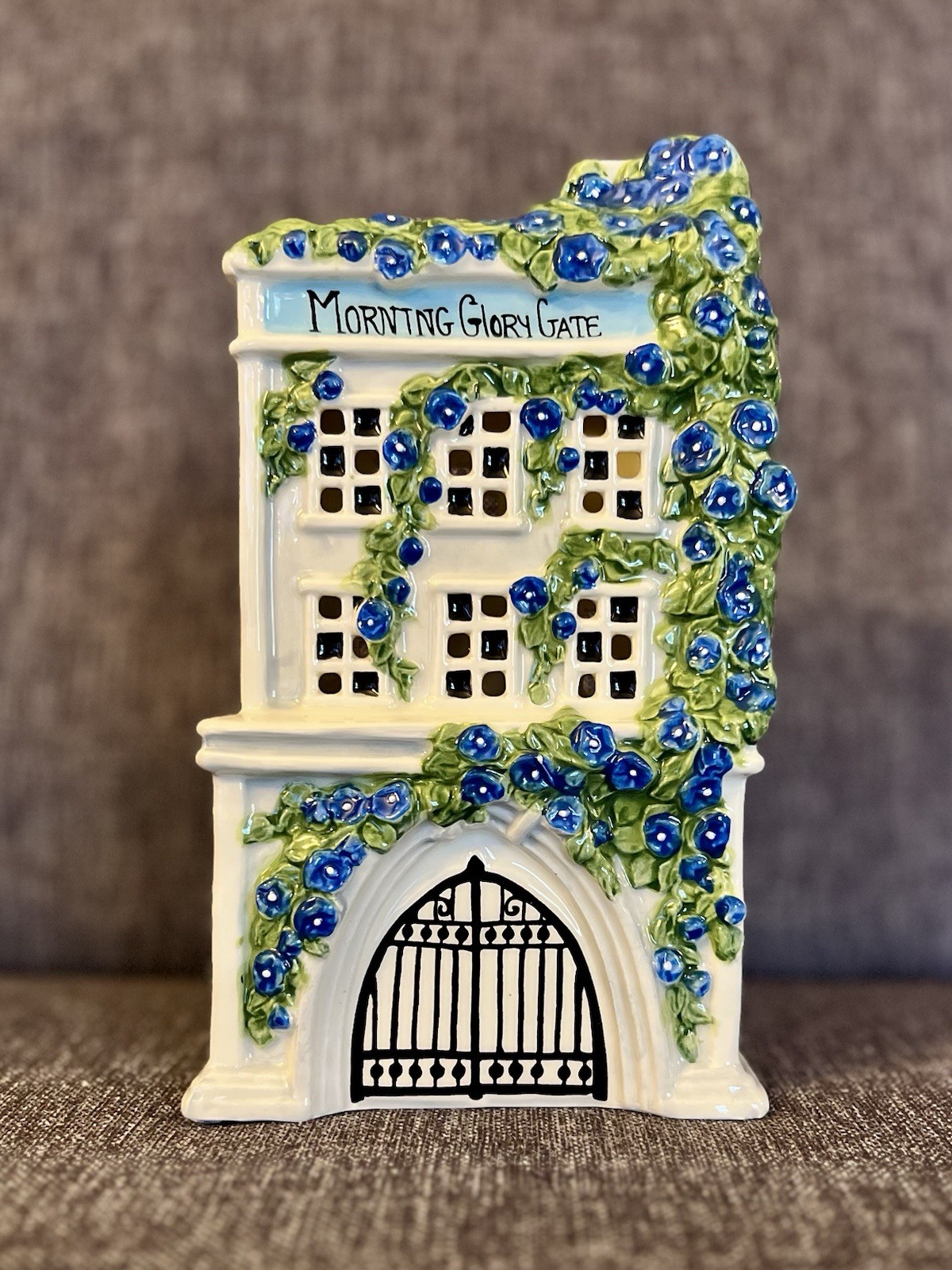 Blue Sky Clayworks Morning Glory Gate Tea Light House New