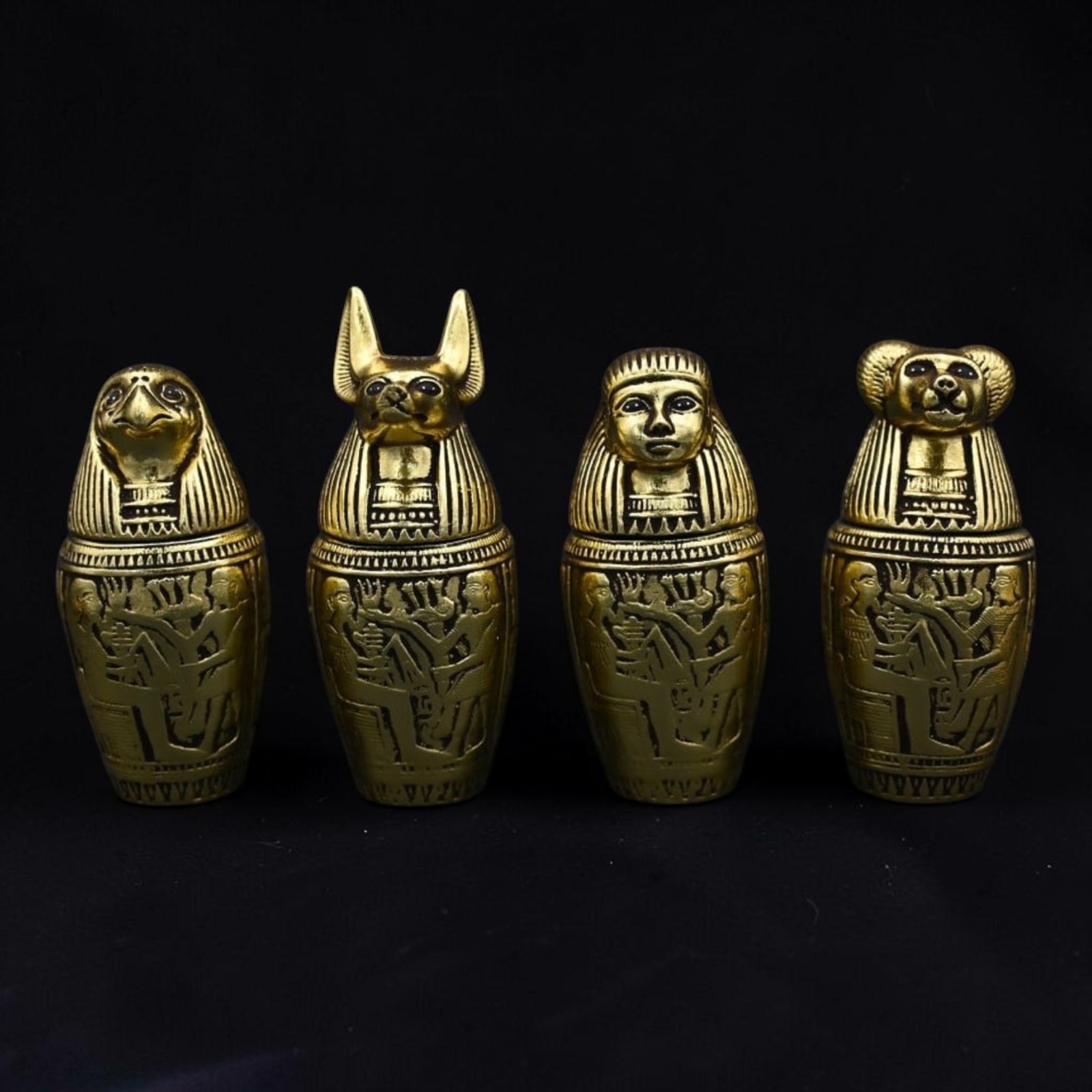 Ancient Egyptian Antique Set Canopic Sons of Horus God Unique Mythology BC