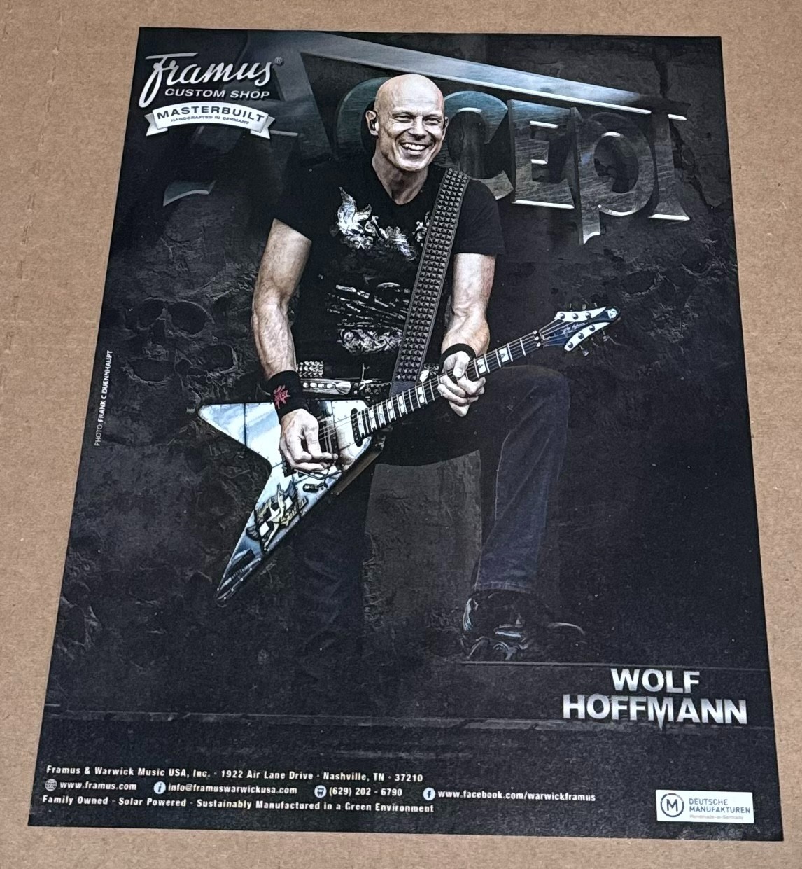Wolf Hoffmann of ACCEPT - FRAMUS GUITARS - 2019 Print Advertisement