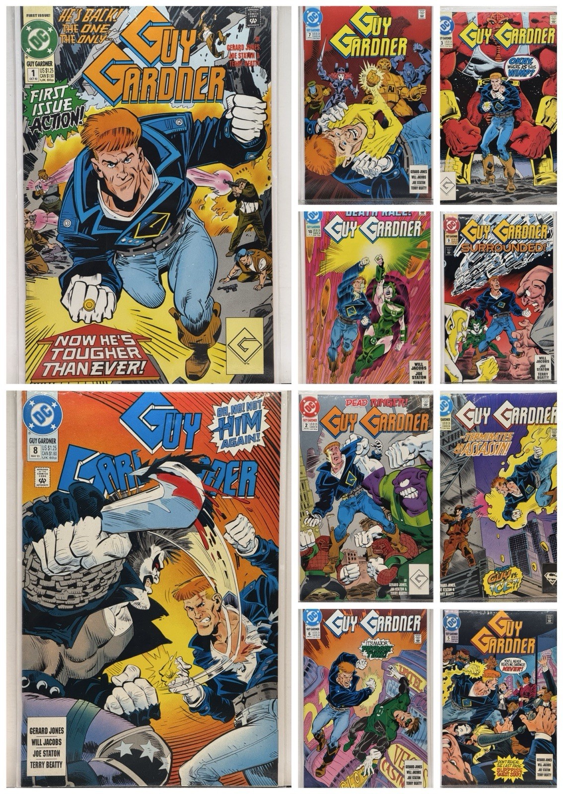 10-issue set Guy Gardner #1-10 (1992-1993), DC, 1st solo series, VF+ to NM-