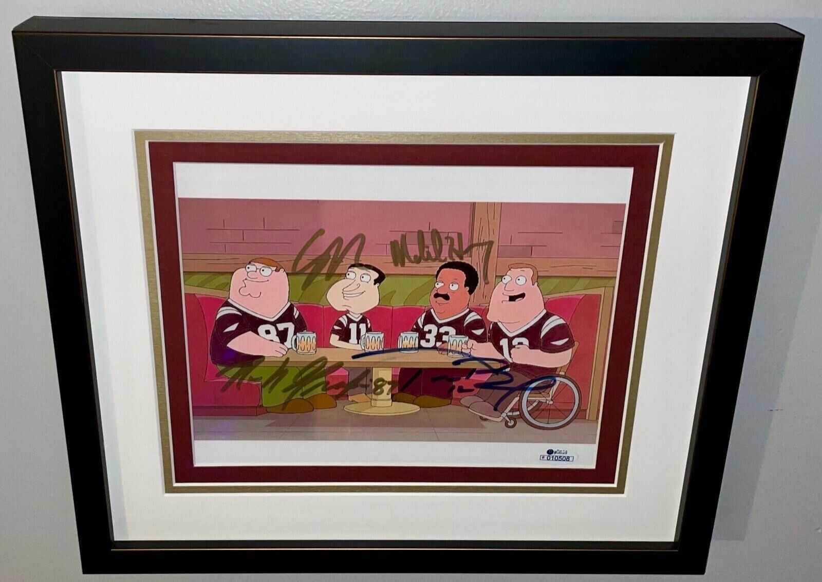 Tom Brady Patriots Family Guy Seth MacFarlane Rob Gronkowski Signed Cel Rare