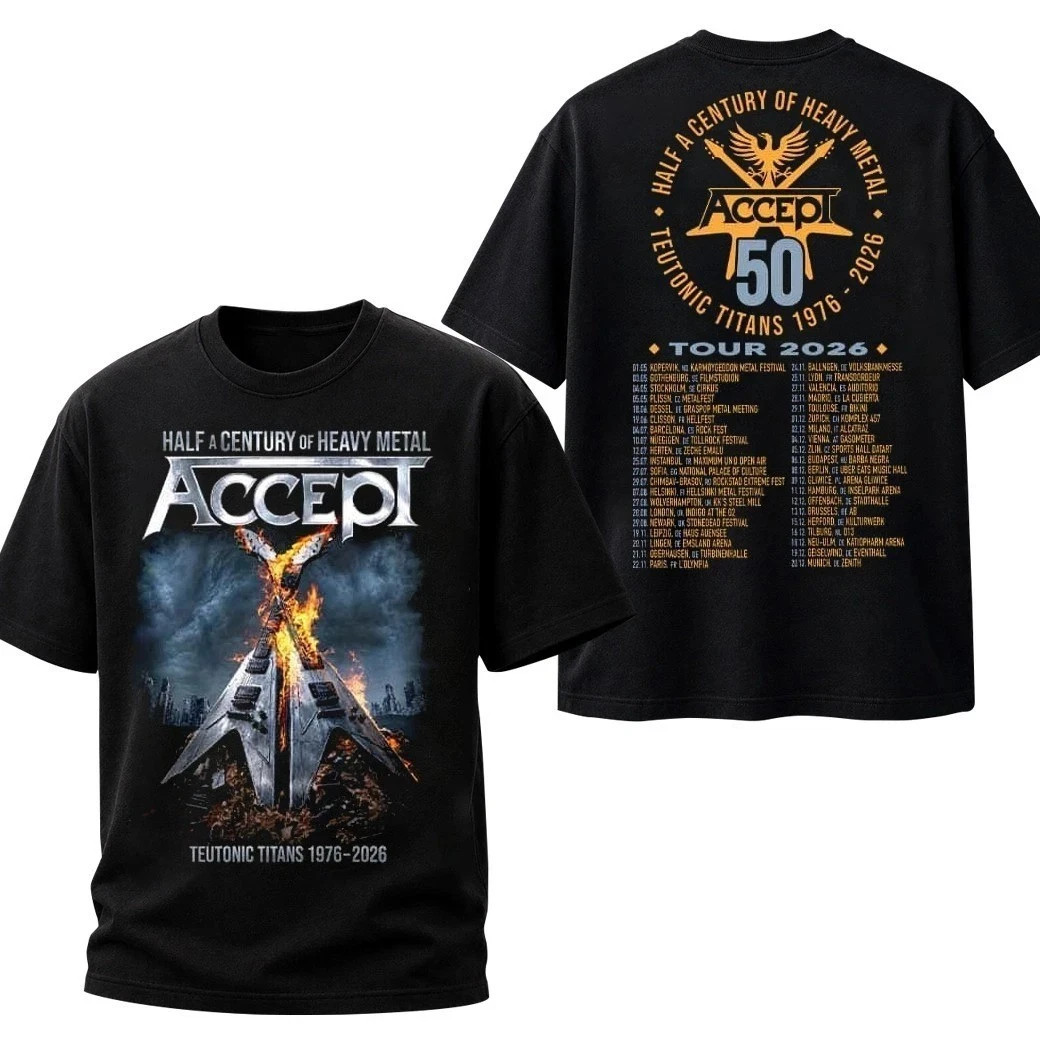 Accept Band 50th Anniversary Teutonic Titans 1976-2026 T-Shirt Reprint