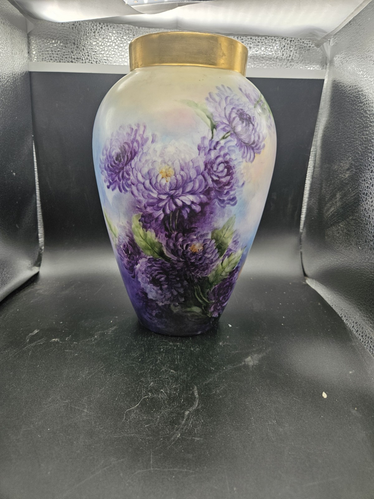 Large 12 Inch Antique French France Handpainted Porcelain Vase