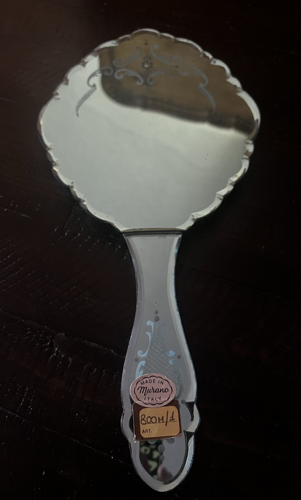 vintage Murano glass hand mirror made in Italy