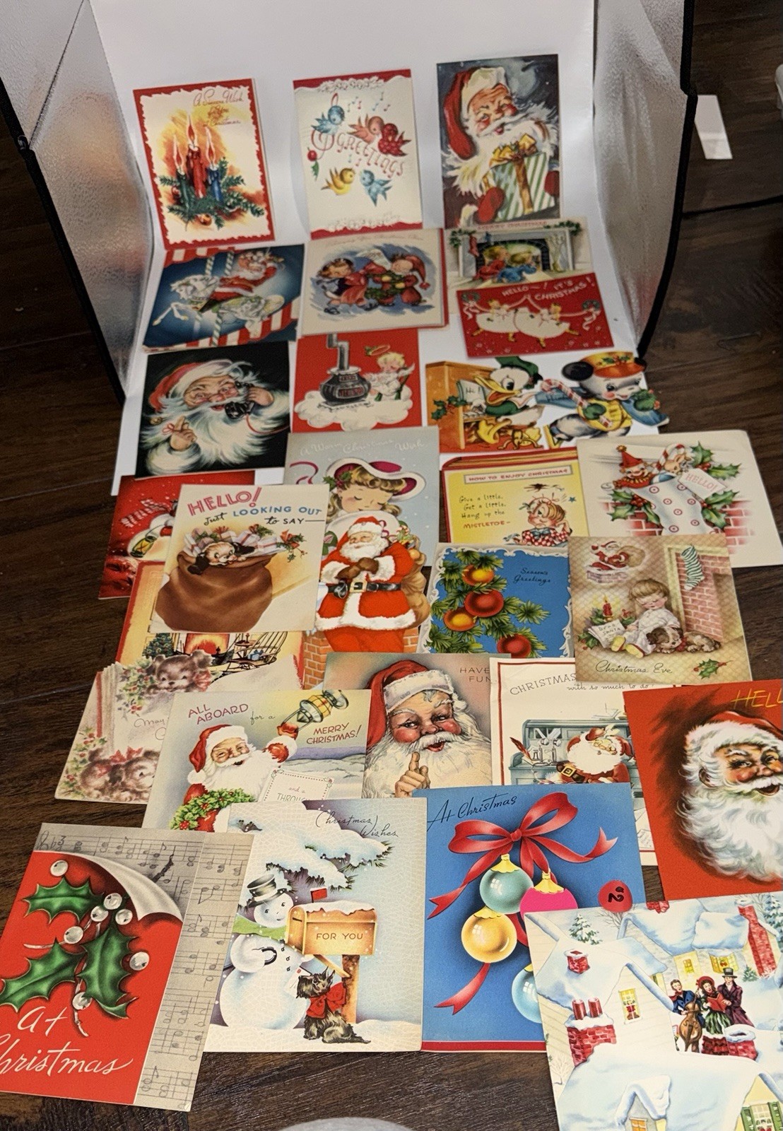 MCM Vintage 50s 60s USED Christmas Santa , Snowmen, Retro… Cards 30