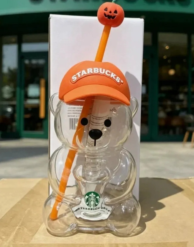 Halloween Starbucks Bearista Bear Cup Tumblers With Pumpkin Topper Baseball Cap
