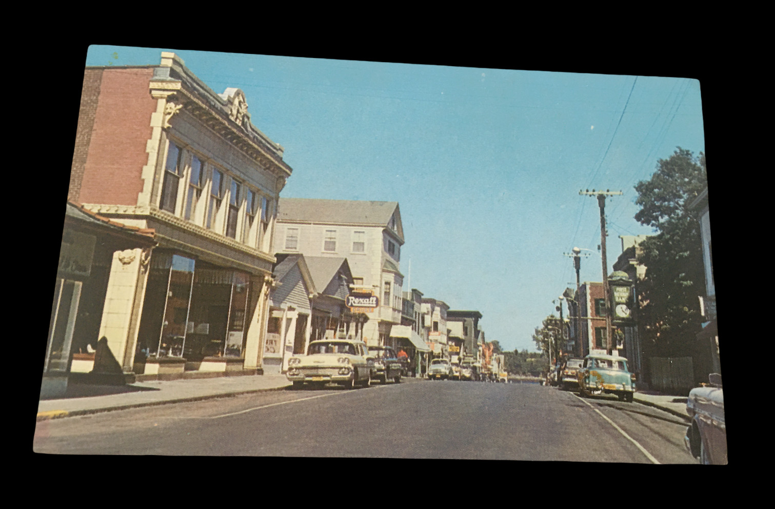 MAIN STREET SCENE REAL PHOTO POSTCARD BAR HARBOR ME MAINE RPPC vtg cars buisness