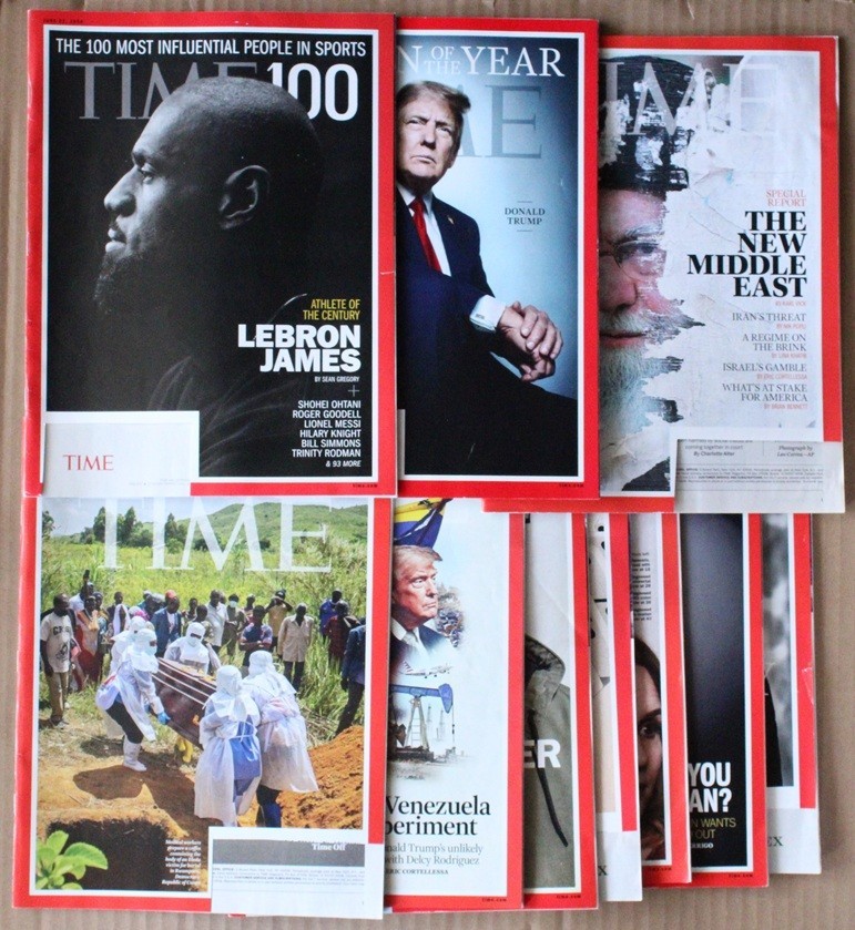 Lot of 10 Time Magazines Donald Trump Lebron James