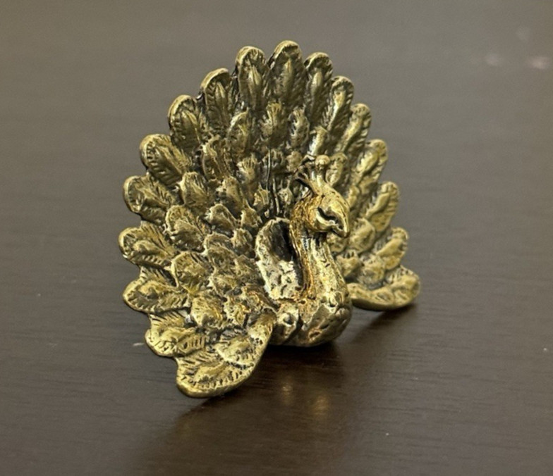 Vintage Solid Brass Open Wings Peacock Figurine Statue Animal Home Decor