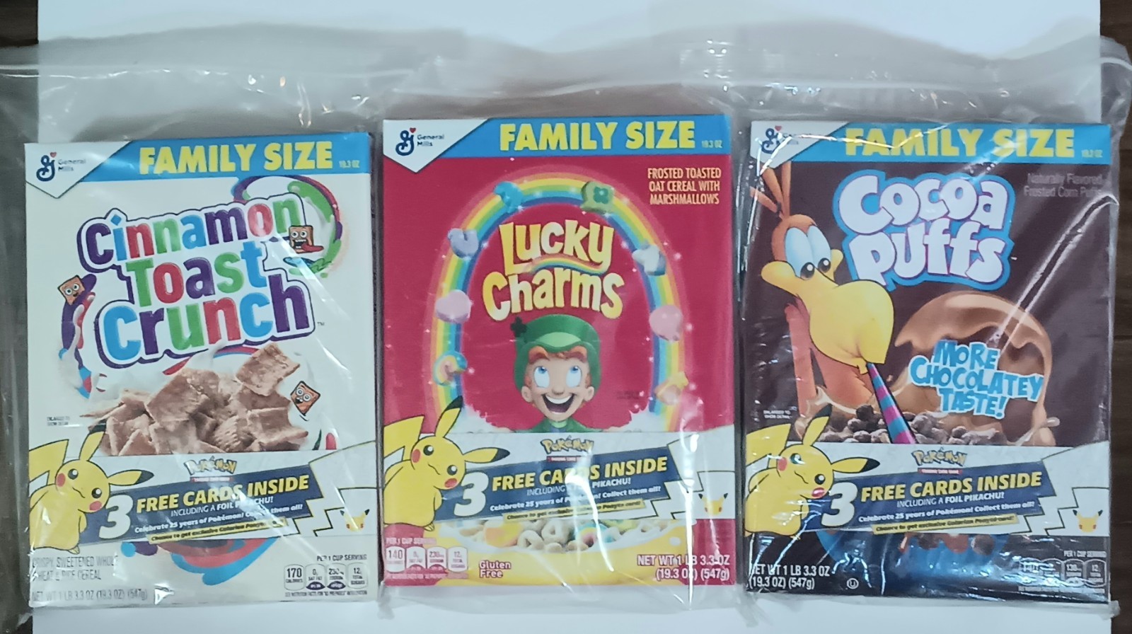 3x SEALED Pokémon 25th General Mills Cereal Boxes Promo Set