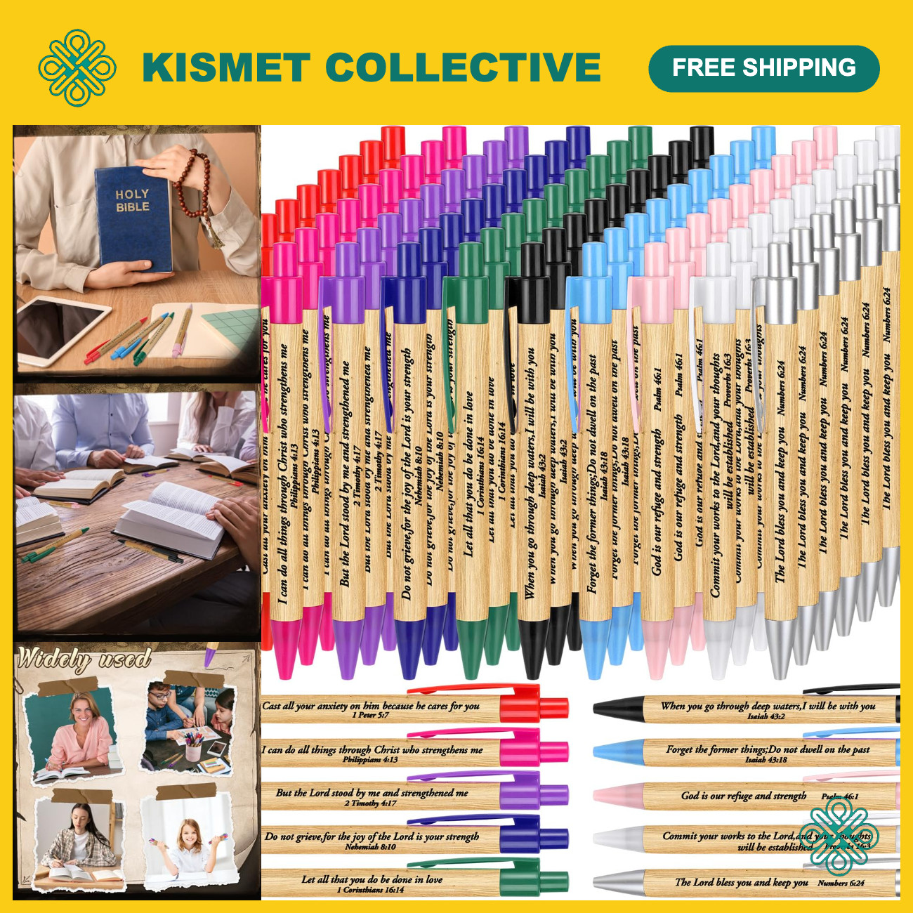 100 Pcs Inspirational Bible Verse Pens - Colorful Christian Gifts for Faith & Ho