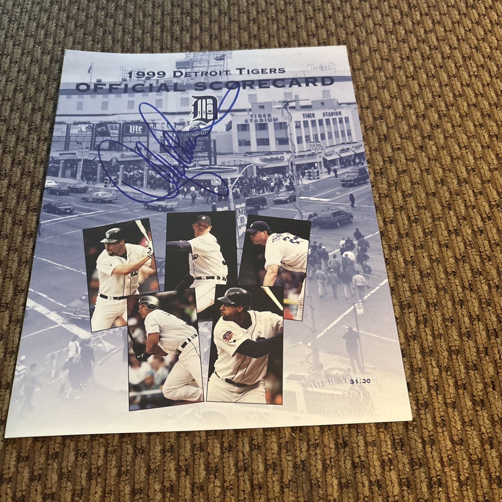 1999 Detroit Tigers Official Scorecard Program Signed Autographed Lance Parrish