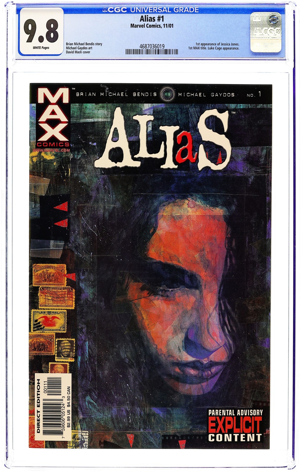 Alias #1 CGC 9.8 2001 4687036019 1st app. Jessica Jones