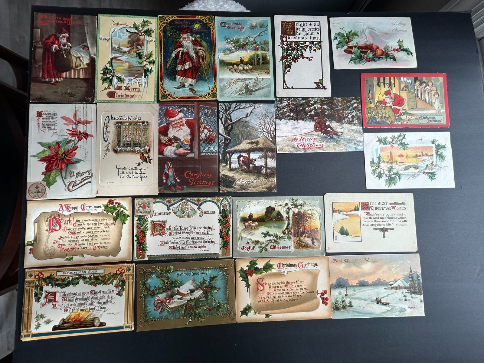 21 Antique Christmas Postcards Raphael Tuck  Used/Unused Coraline