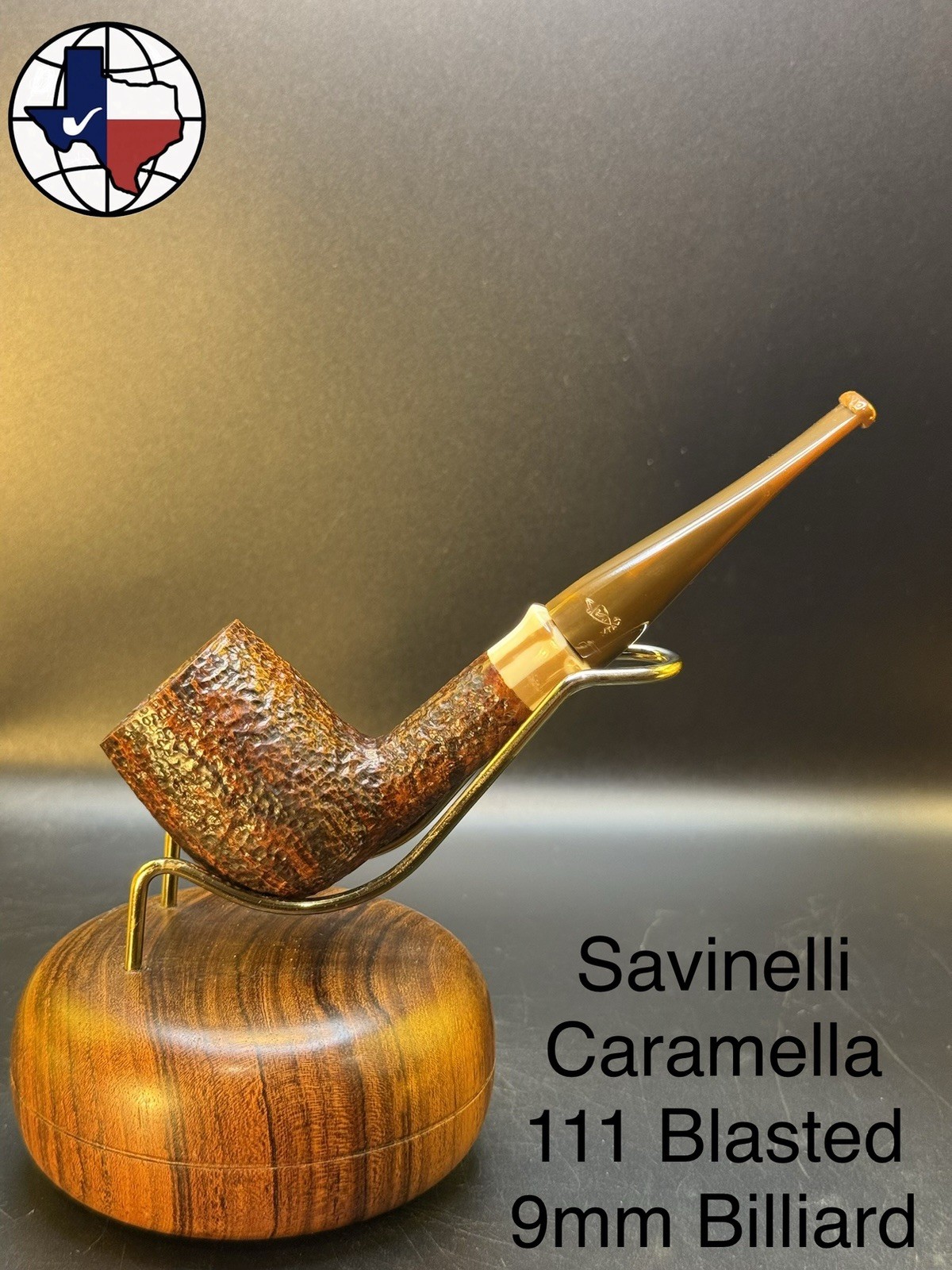 Vintage Savinelli Caramella 111 Blasted 9mm Billiard Tobacco Pipe