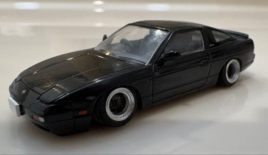 Custom 1/64 TLV-NEO Nissan 180SX lowered with deep-dish wheels