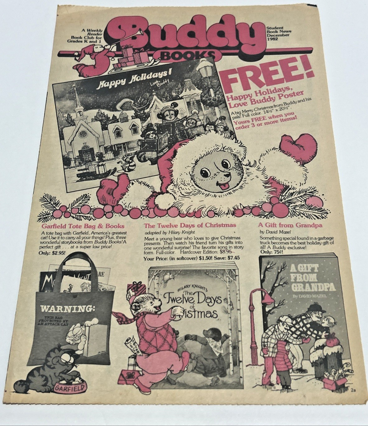 SCOOBY Doo Smurfs GARFIELD Casper UNUSED 1982 Weekly Reader book order form