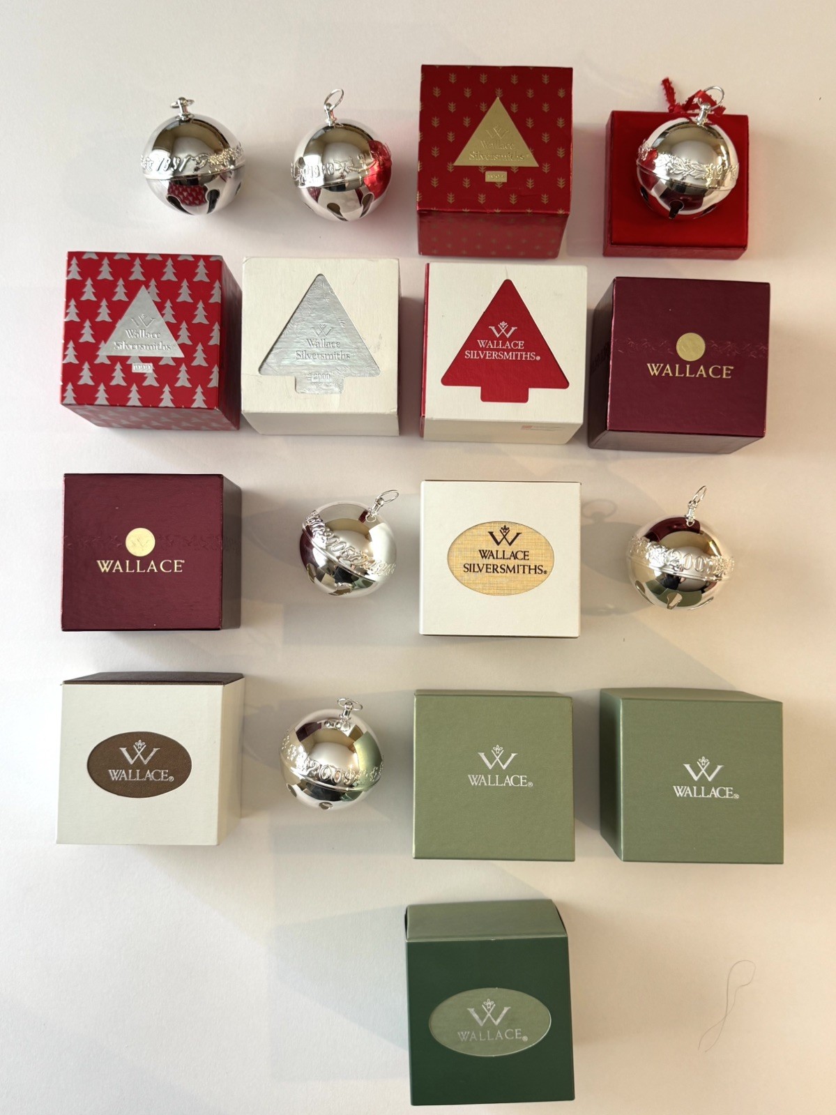 VTG Lot 17 Wallace Silver Plate Sleigh Bell Ornaments Christmas 1991- 2012 READ 