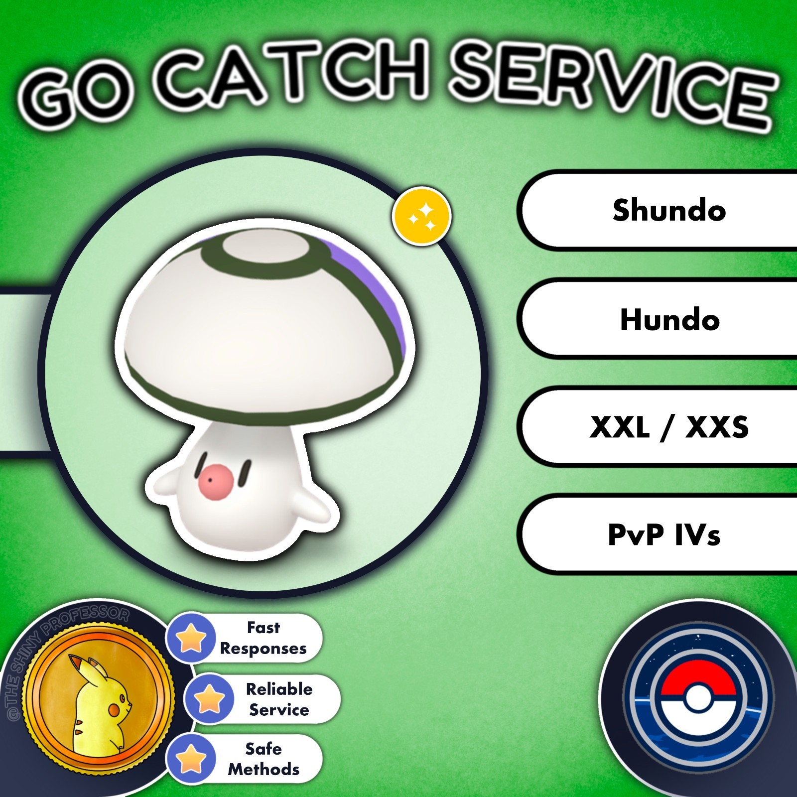 Pokémon GO Catch || Foongus || XXL, XXS, PVP, Hundo, Shundo Available ✨