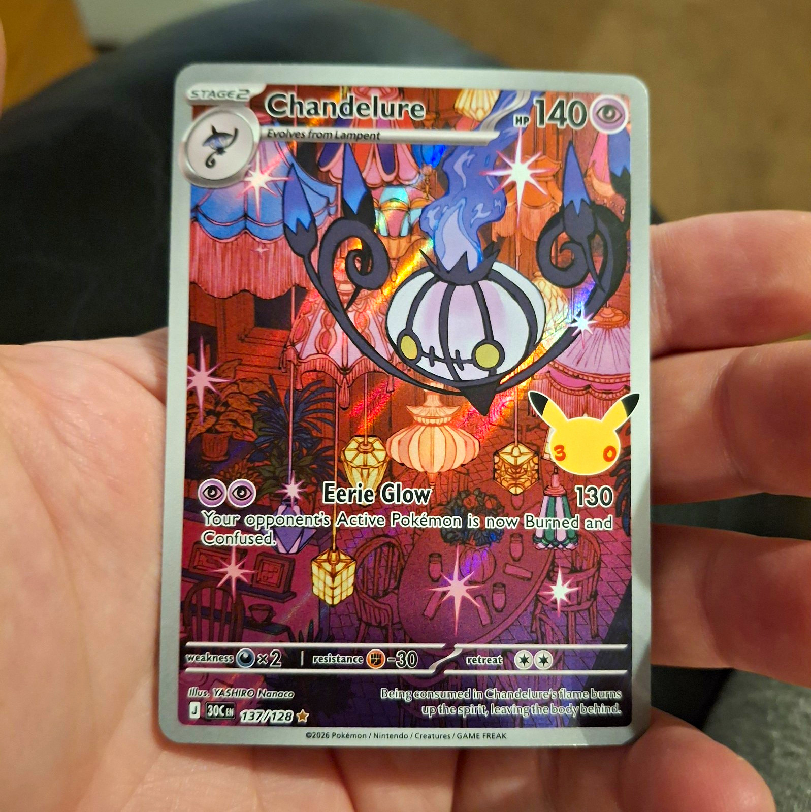 Pokemon 30th anniversary Chandelure Trainer Gallery Full Art mint nintendo