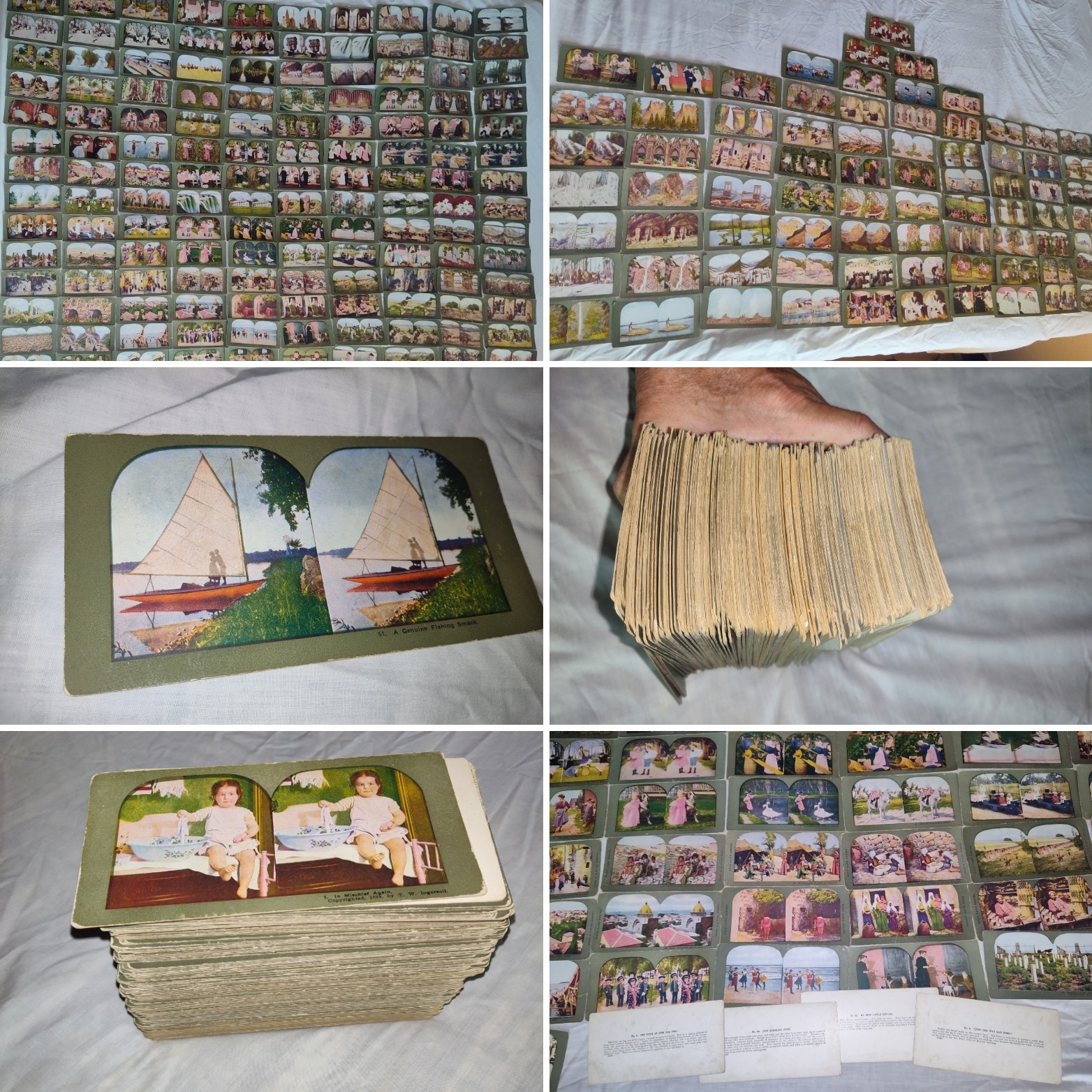 Lot of 217 ANTIQUE Stereoview Cards, Mixed Publishers & Topics 