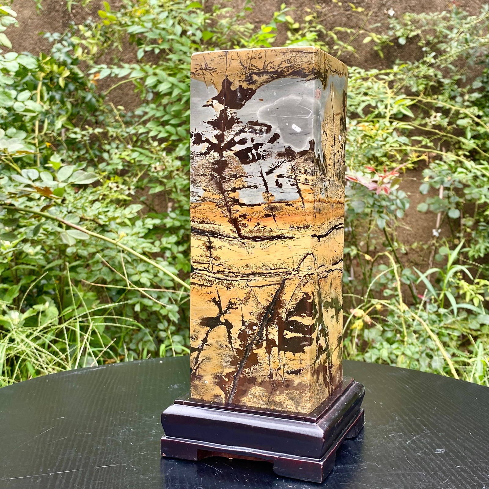 16.3LB  Natural Chinese Landscape Picture Stone Slab Healing Crystal Decor Woo