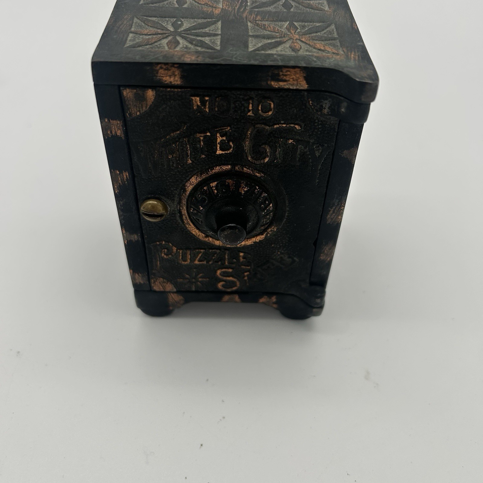 Vintage Cast Iron Combination Safe Coin Bank Puzzle Lock Antique Style No. 10
