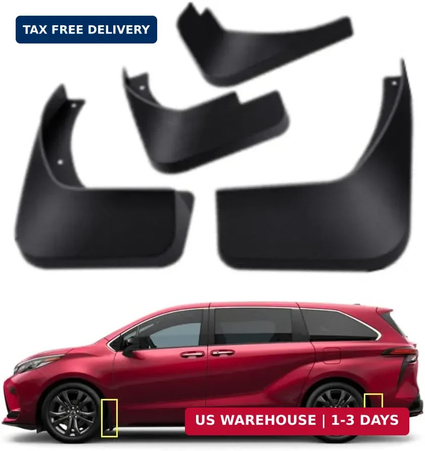 Mud Flaps Kit for 2024 Toyota Sienna 2021-2023 Mud Splash Guard Front and Rear 4