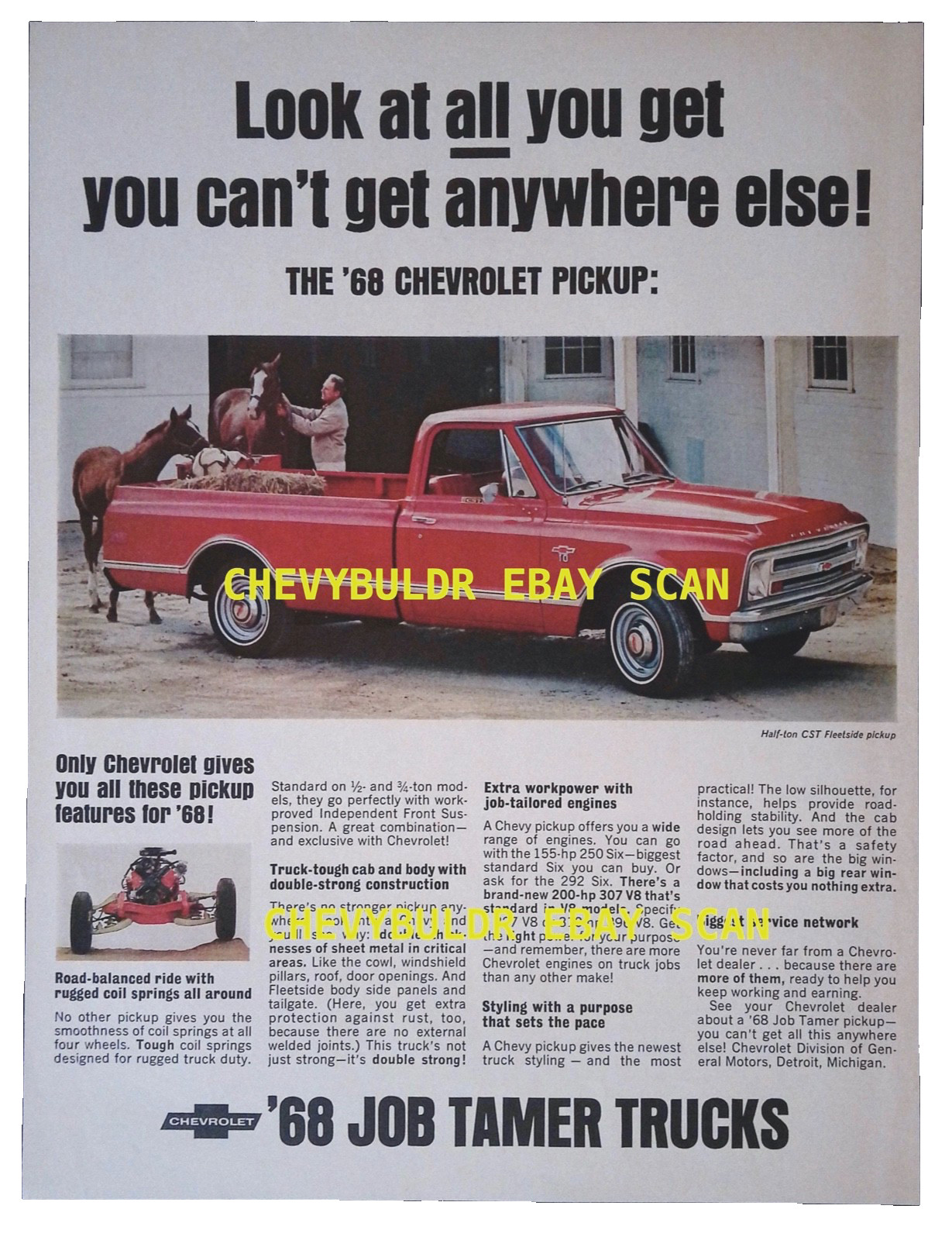 1968 Chevy C/10 Pickup Lrg Vintage Ad 