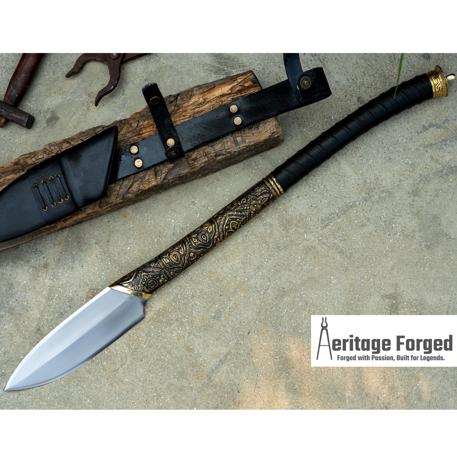 Hellboy Spear/ hand forged spear /8 inches Long Blade spear/ Movie Spear/Forged