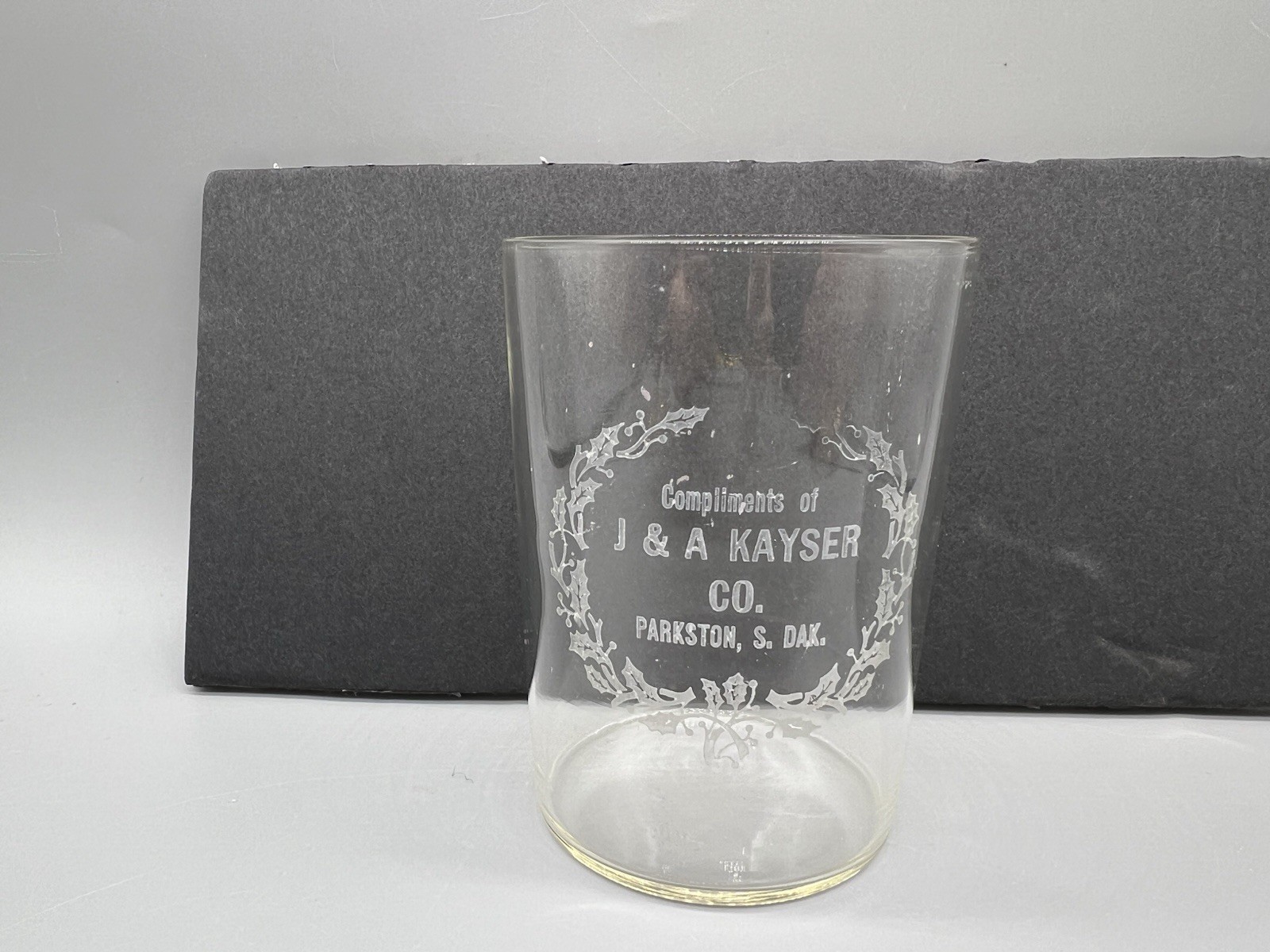 Antique J & A Kayser Co. Parkston, South Dakota General Store Drinking Glass