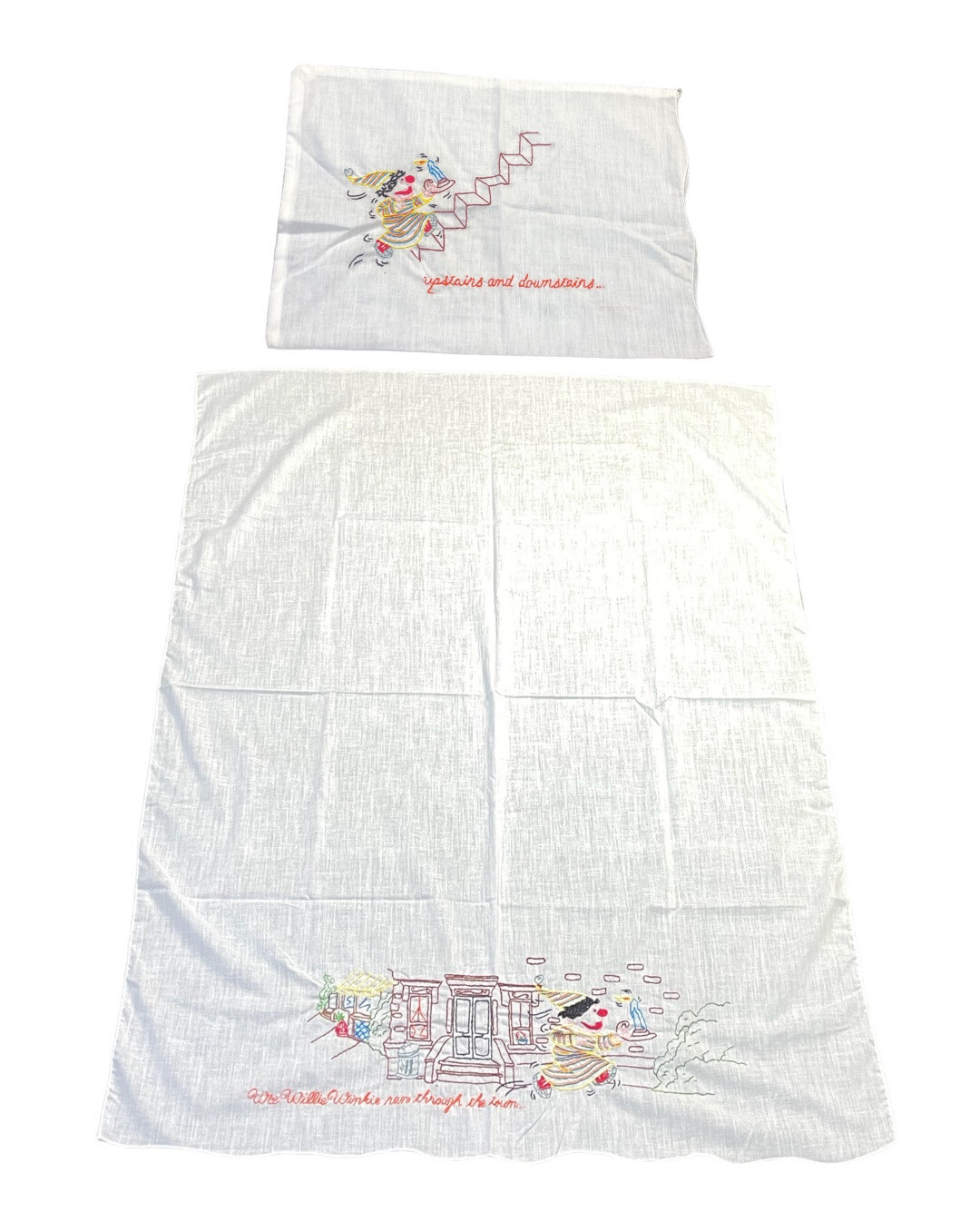 Vintage 70’s Kids Bed Sheet & Pillow Case Sesame Street Ernie Wee Willie Winkle